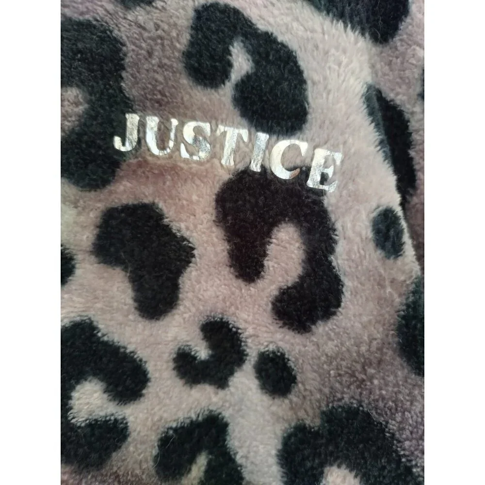 Justice Girls Long Sleeve Leopard Print Polyester Fleece Pajamas (Size L, 12/14)
